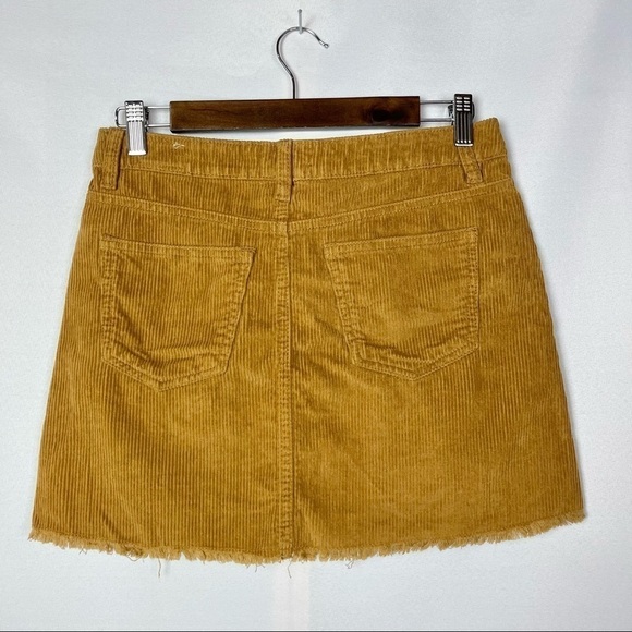Indigo Rein Brown Corduroy Raw Hem Button Down Mini Skirt 7/27 - Picture 3 of 6